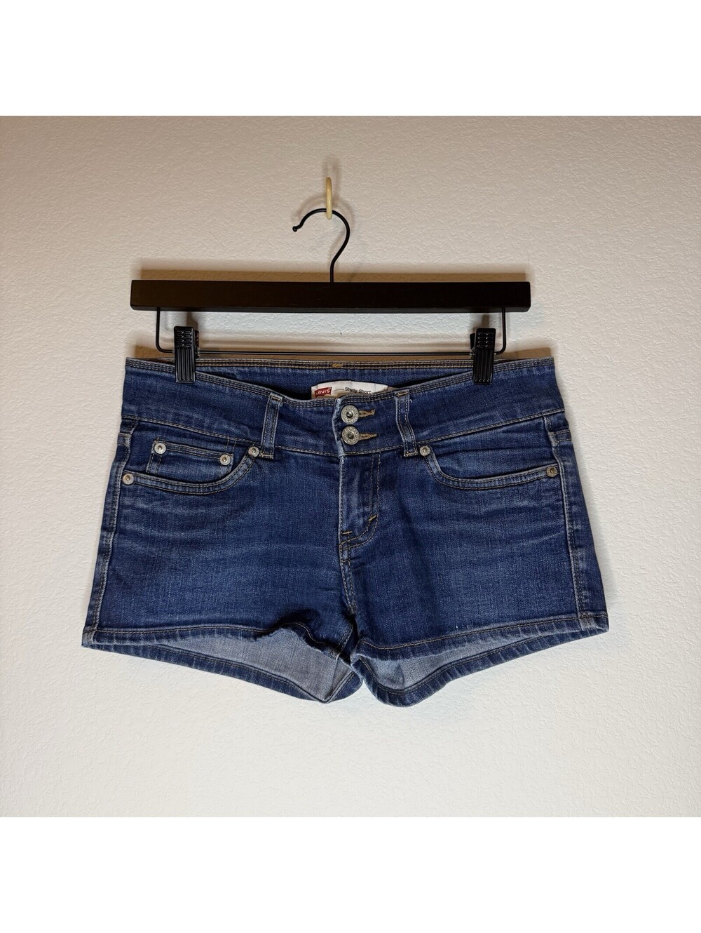 Levi’s Shorty Shorts Women’s Size 5 Blue Stretch Denim Cuffed Jean Shorts